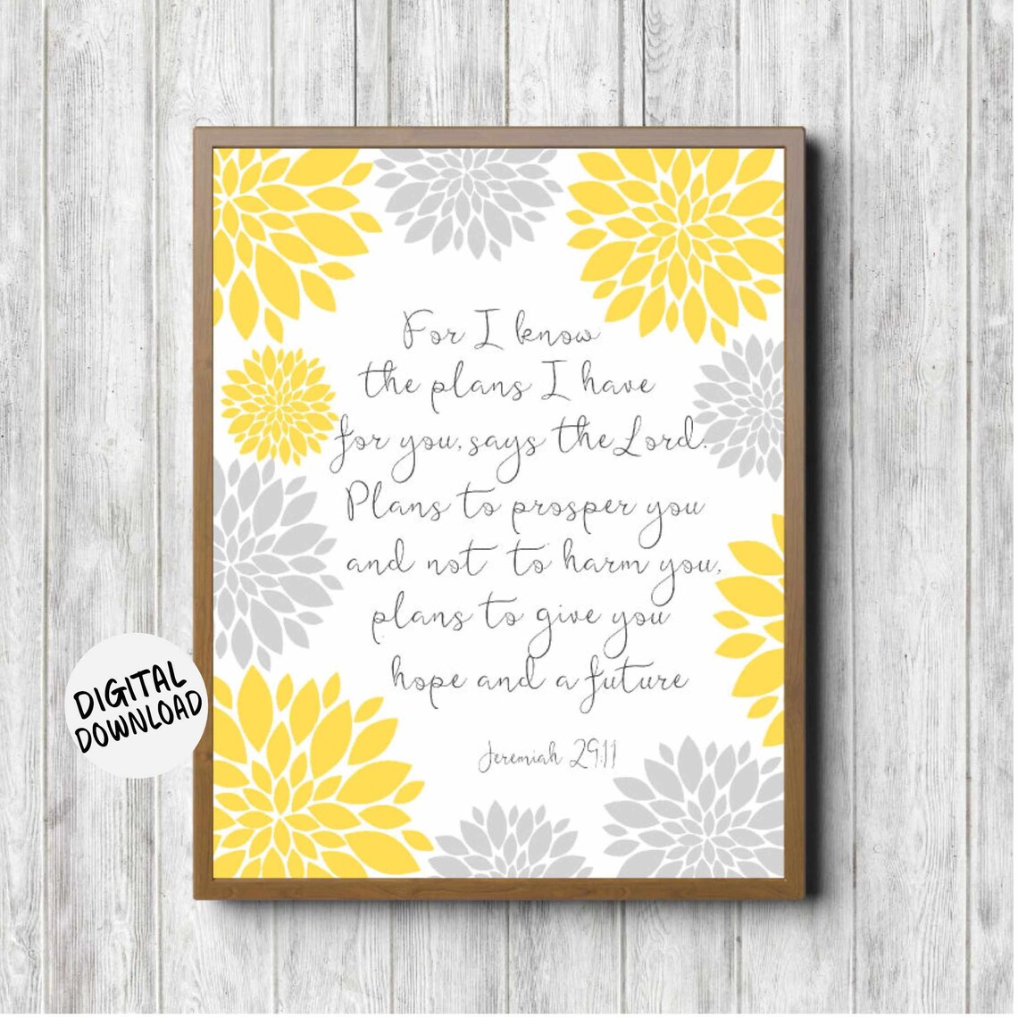 Jeremiah 29:11 Dahlia Scripture Nursery Poster