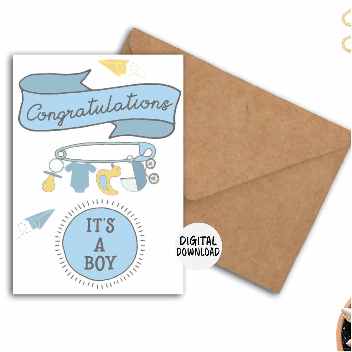 Congratulations Its a Boy Baby Shower Newborn Greeting Card Poster