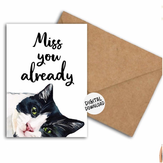 Miss You Already Cat Watercolor Farewell Art Print
