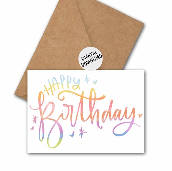Watercolor Birthday Wishes Typography Card Art Print