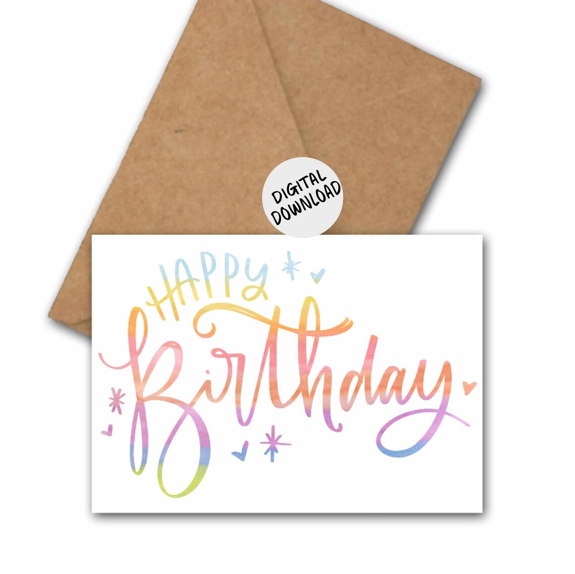Watercolor Birthday Wishes Typography Card Art Print