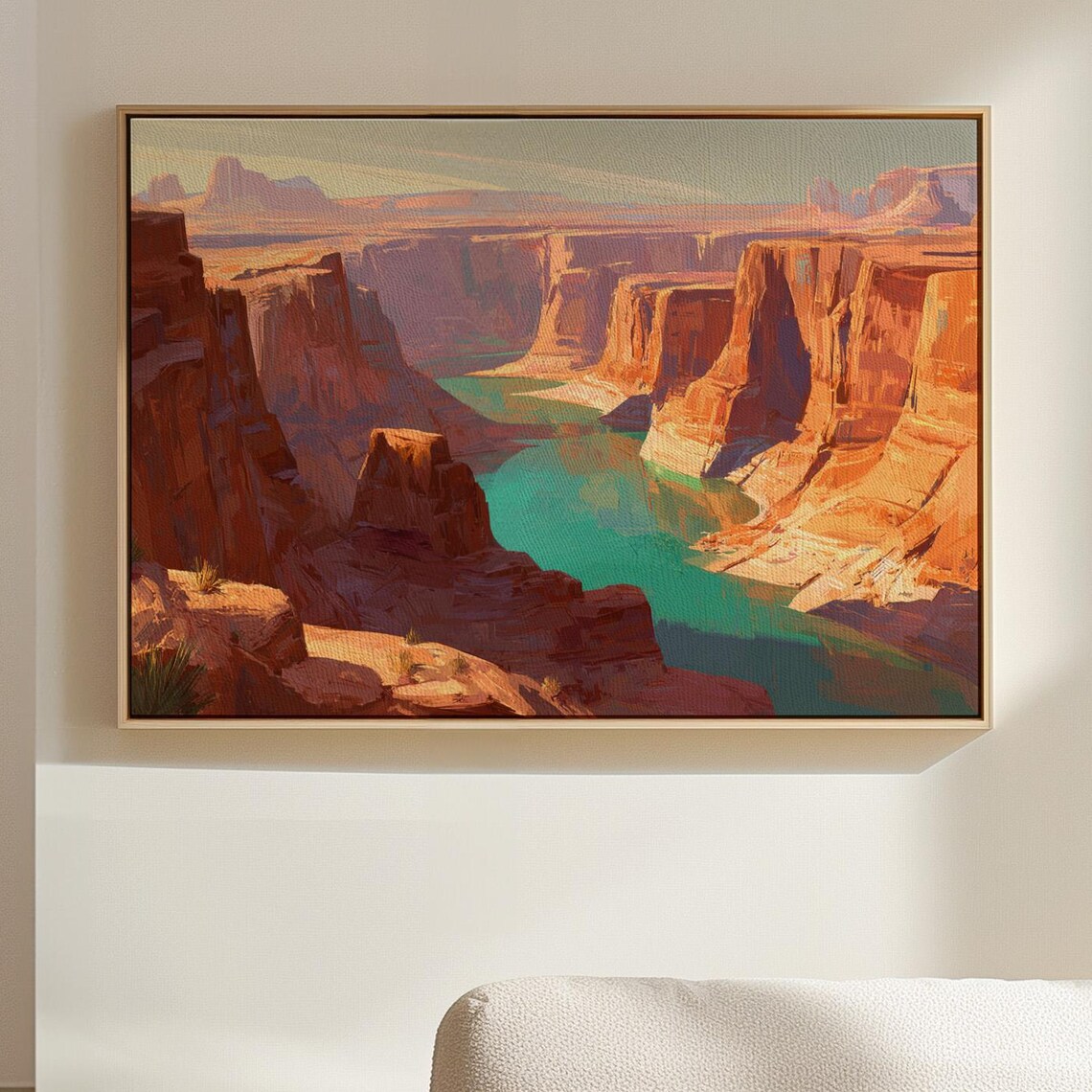 Turquoise River Winding Through Red Rock Canyon Painting Poster