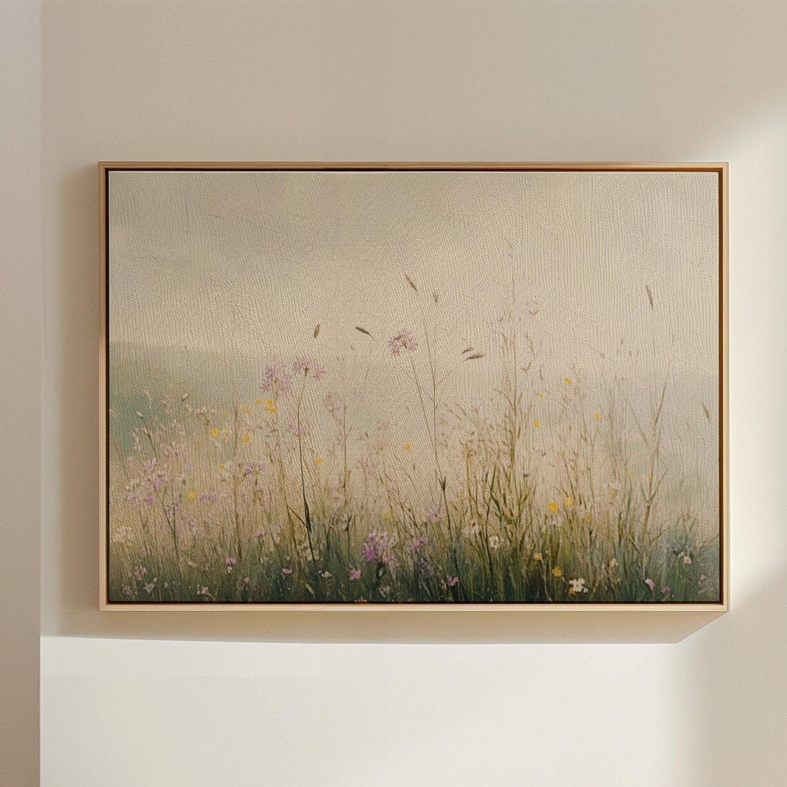 Soft Wildflower Field Neutral Botanical Serene Vintage Art Poster