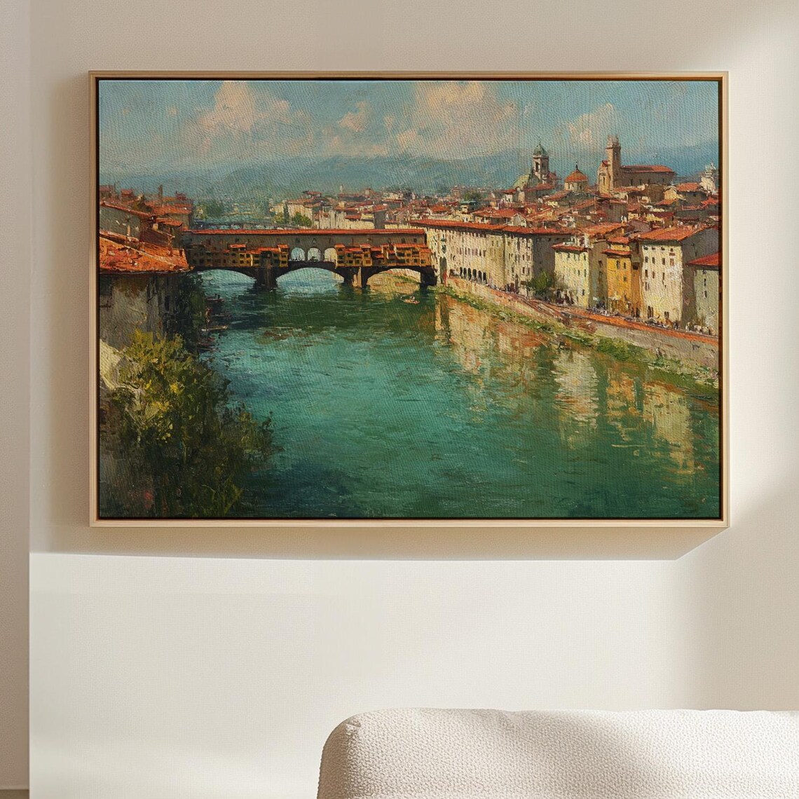 Ponte Vecchio Florence Bridge Over the Arno River Italy Oil Poster