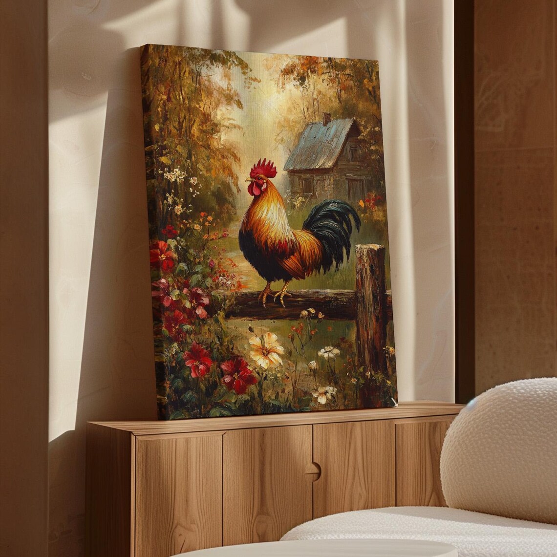 Rustic Rooster Vintage Farmhouse Art Print