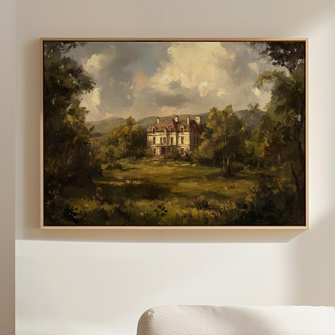 European Manor House in a Lush Landscape Oil Painting Poster