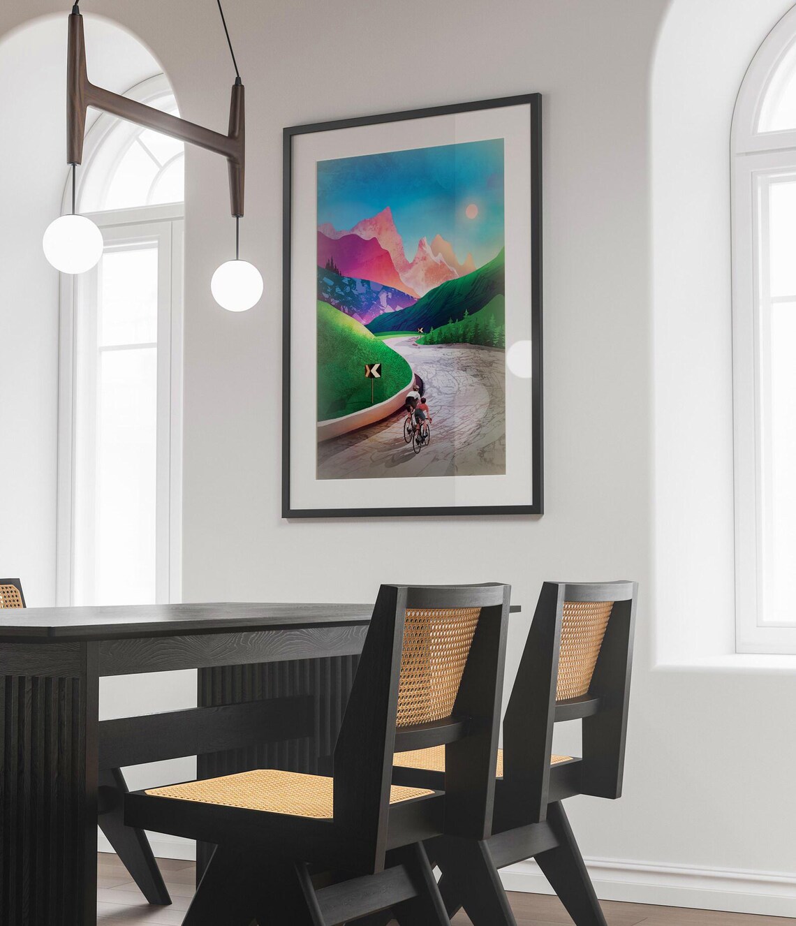 Cycling Friends Reaching Mountain Pass Art Print - Image 3