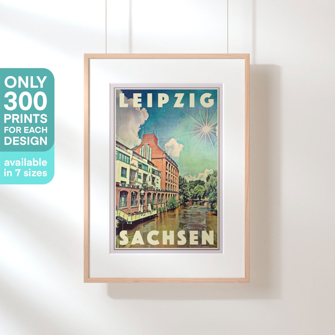 Leipzig Saxony Canal Brick Building Riverside Retro Travel Poster - Image 3