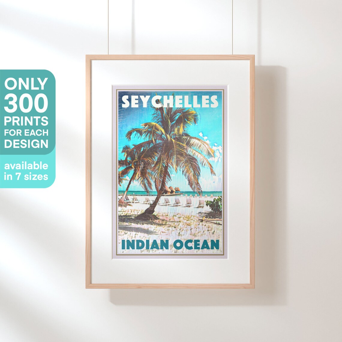Seychelles Vintage Travel Poster Indian Ocean Palm Beach Paradise Art - Image 3
