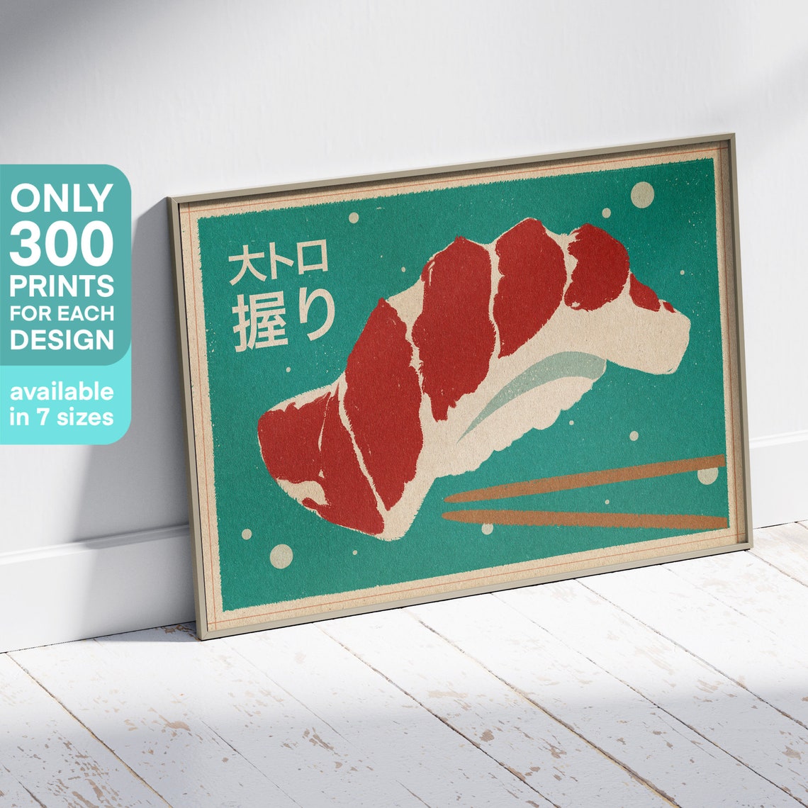 Otoro Nigiri Sushi Pop Art Poster Japanese Tuna Belly Kitchen Decor - Image 3