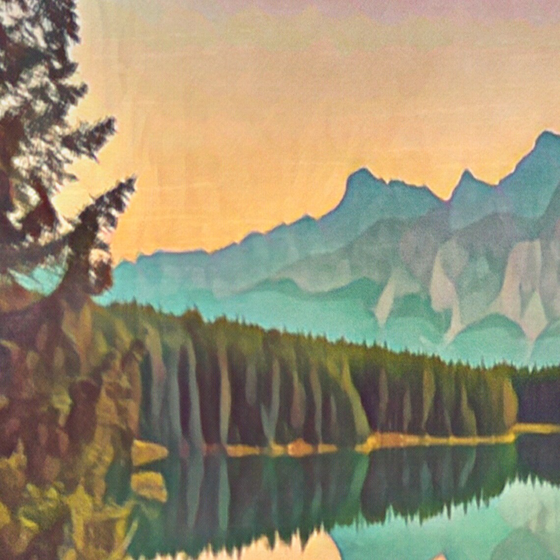 Lake Minnewanka Banff Alberta Canada Mountain Lake Travel Poster - Image 4