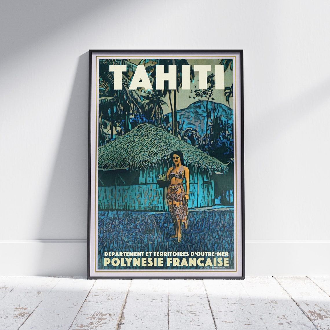 Tahiti Poster Blue Vahine By Alecse Limited Edition Tahiti Travel Poster Tahiti Gallery Wall Print Of Tahitian Girl Vahine Print