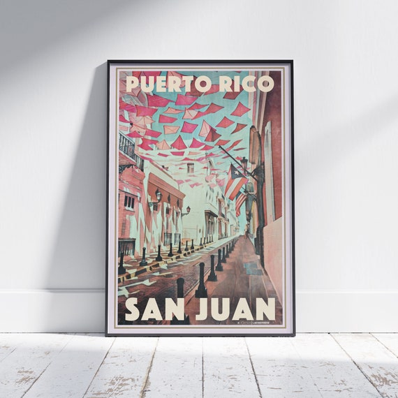 Puerto Rico Poster San Juan Pink By Alecse Limited Edition Puerto Rico Travel Poster San Juan Gallery Wall Print Of Puerto Rico