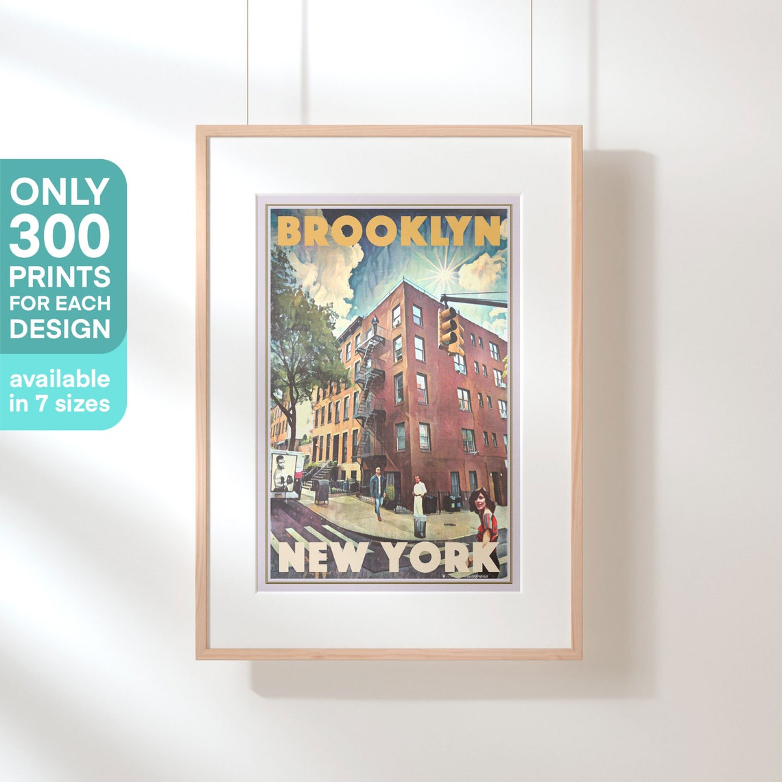 Brooklyn New York Brownstone Fire Escape Street Travel Poster - Image 3