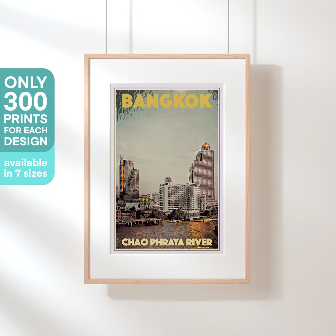 Bangkok Poster Chao Phraya River By Alecse Limited Edition Thailand Travel Poster Bangkok Print Thailand Gallery Wall Print Of Bangkok - Image 3