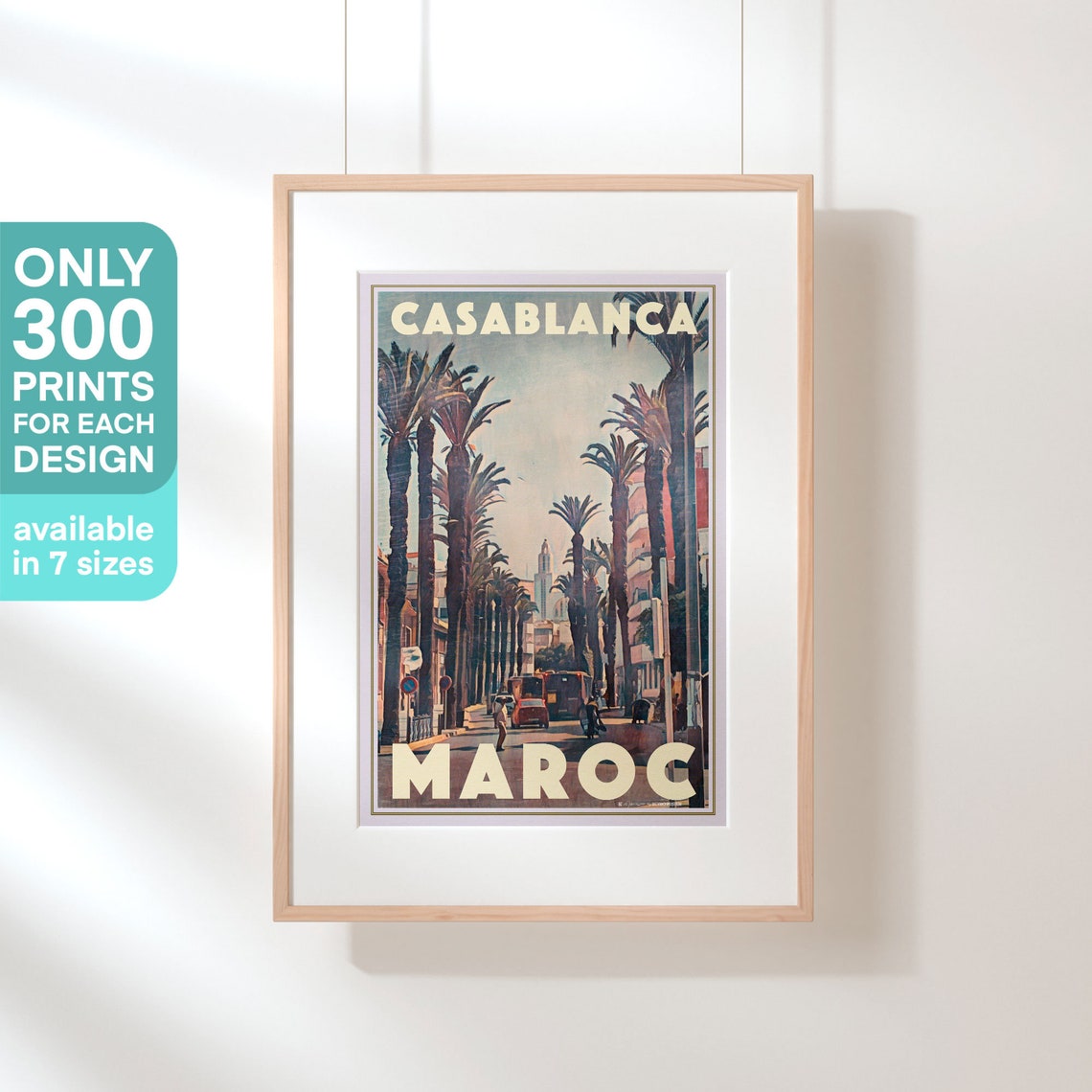 Casablanca Maroc Palm Lined Boulevard Vintage Morocco Travel Poster - Image 3