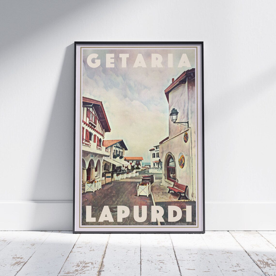 Getaria Lapurdi Basque Country Village Street Vintage Travel Poster