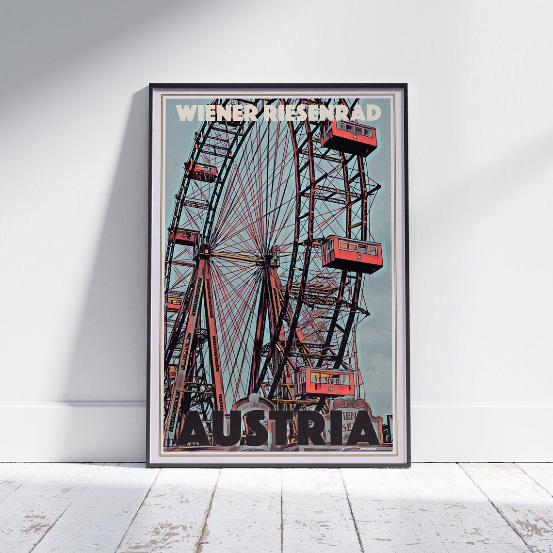 Vienna Poster Wiener Riesenrad By Alecse Limited Edition Austria Travel Poster Vienna Print Ferris Wheel Poster Poster Of Vienna