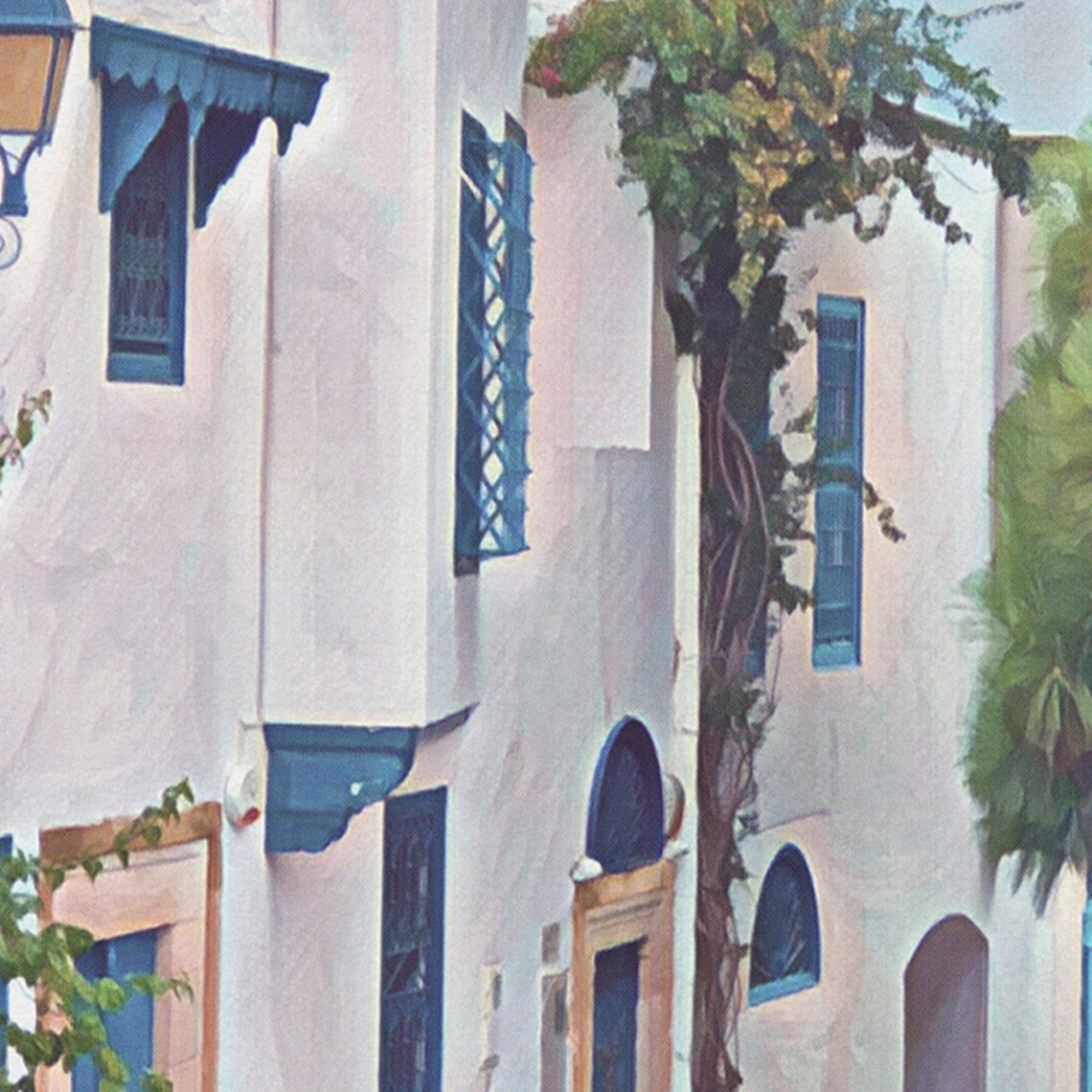 Sidi Bou Said Tunisia Blue White Old Street Retro Travel Poster - Image 4