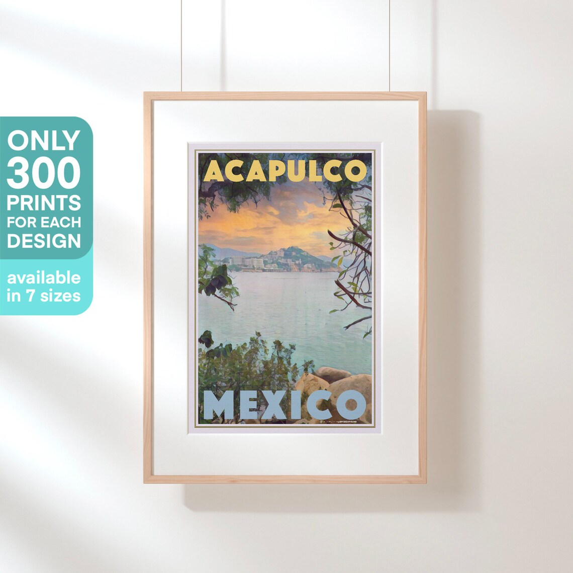 Acapulco Mexico Sunset Bay Golden Coastline Retro Travel Poster - Image 3