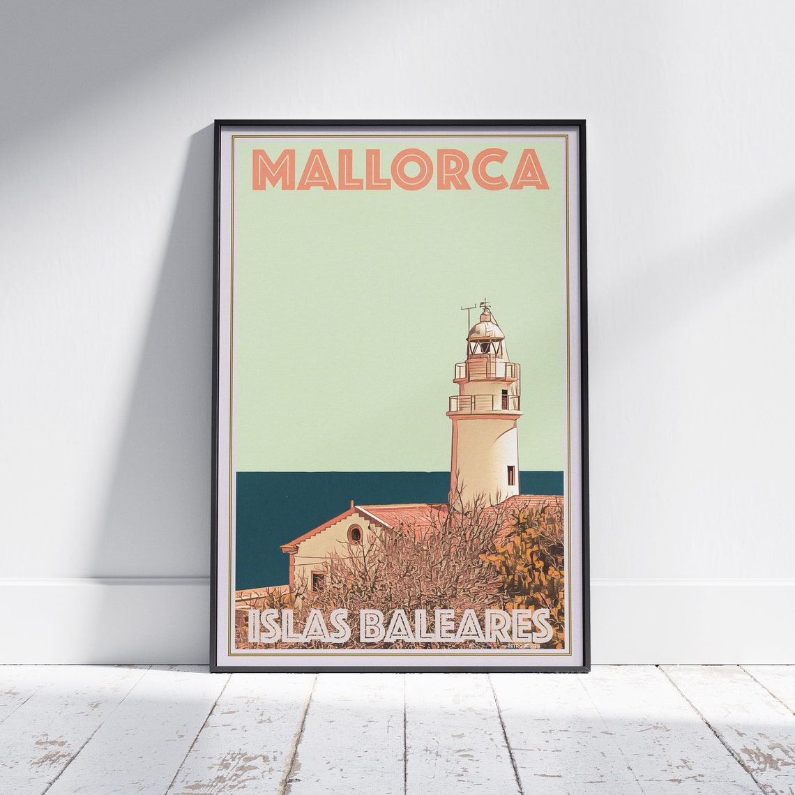 Mallorca Coastal Lighthouse Islas Baleares Travel Poster Spain Art