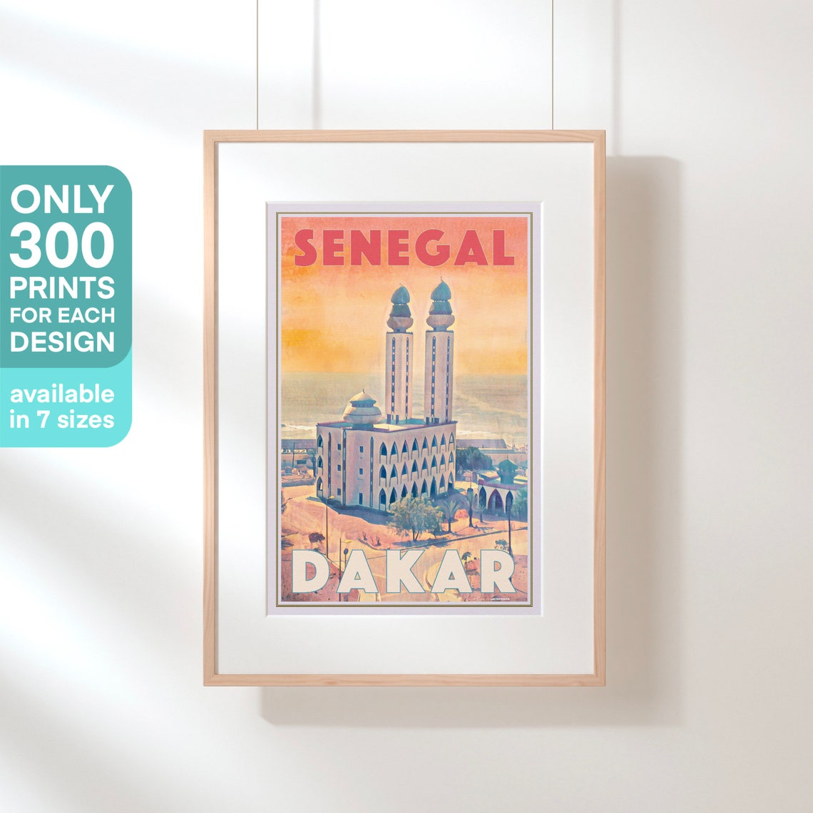 Dakar Senegal Seaside Mosque Twin Minarets Sunset Travel Poster - Image 3