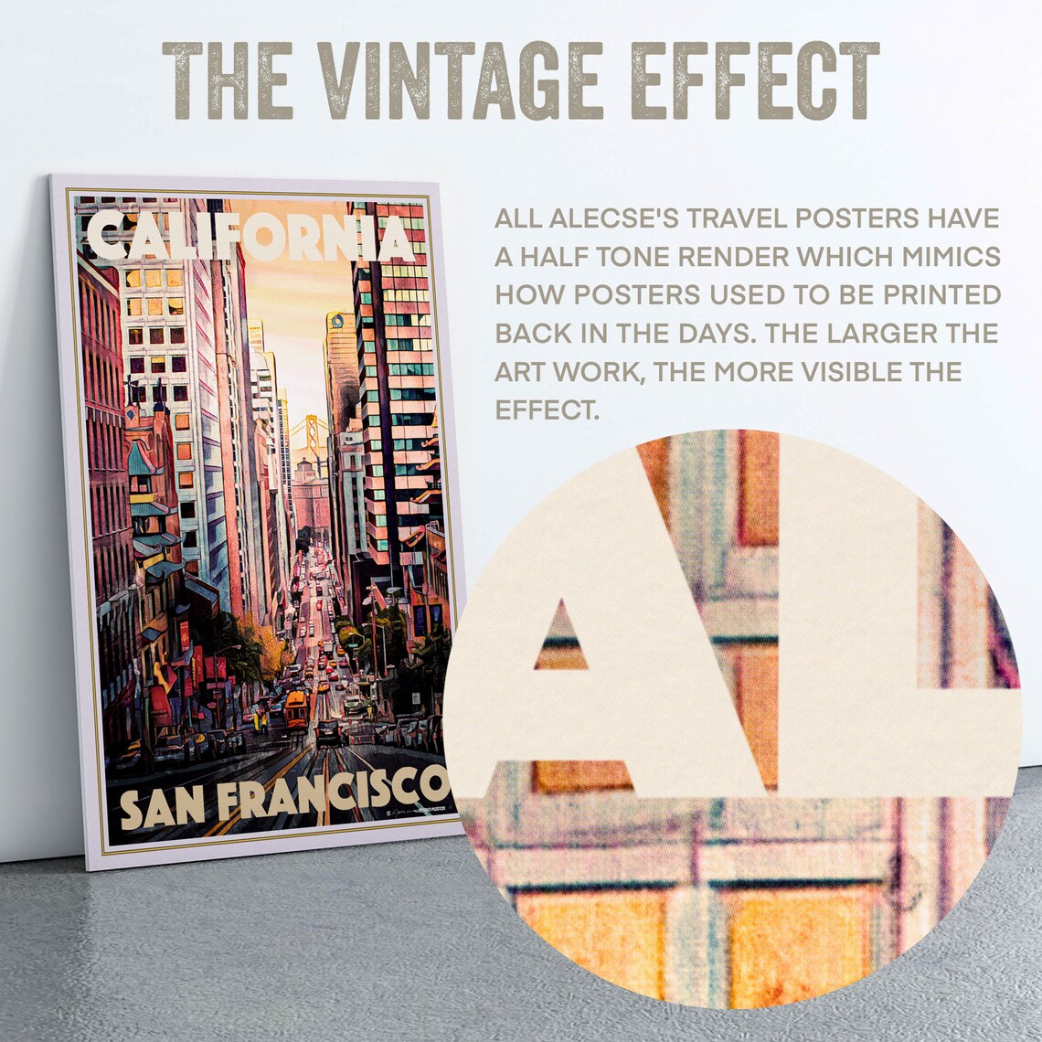 San Francisco California Street Cable Car Vintage Travel Poster - Image 2