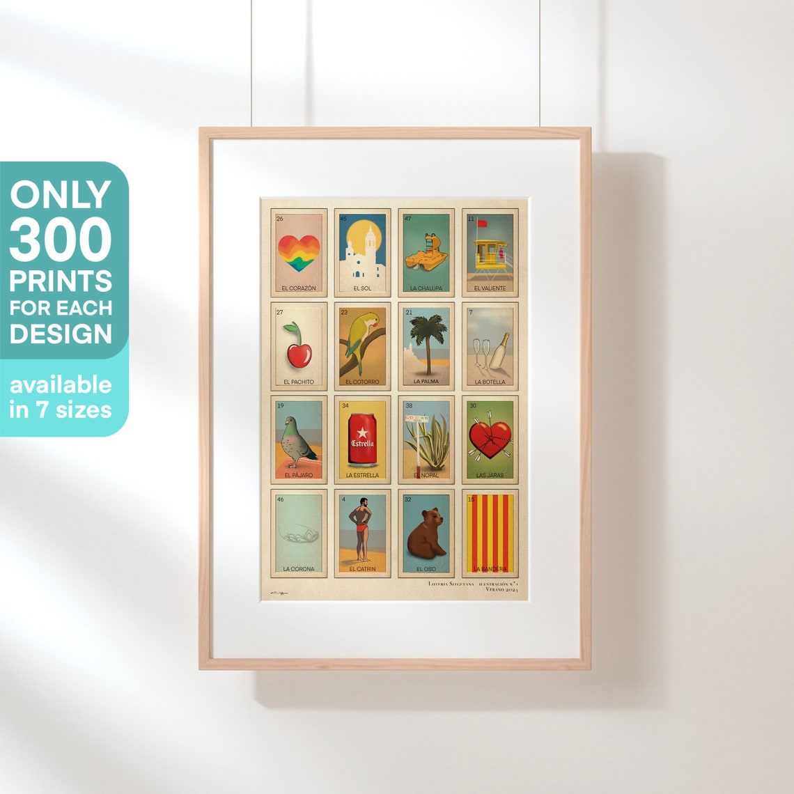 Loteria Sitgetana 16 Icon Cards Sitges Bingo Game Art Poster - Image 3