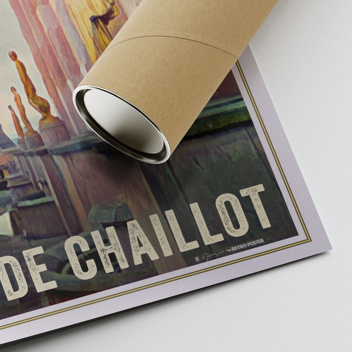 Paris Palais de Chaillot Eiffel Tower Golden Statues Travel Poster - Image 2