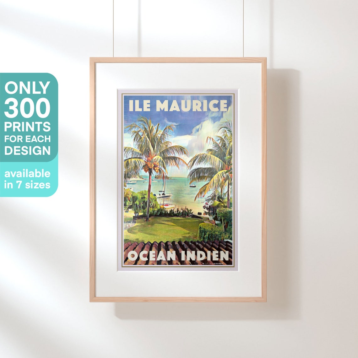 Ile Maurice Mauritius Indian Ocean Palm Beach Retro Travel Poster - Image 3