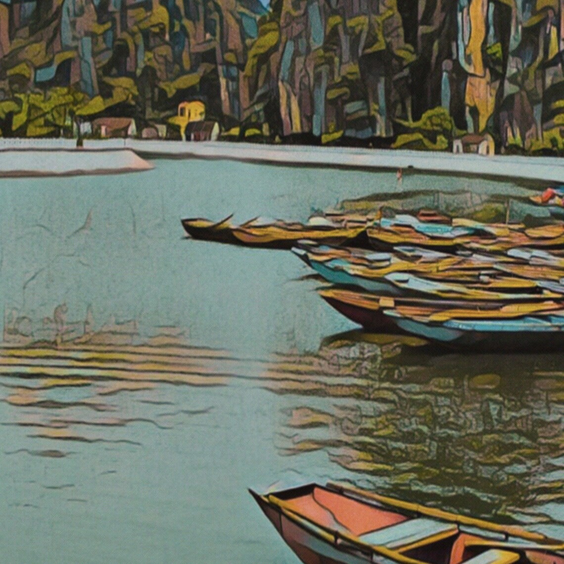 Tam Coc River Boats Limestone Karsts Vietnam Vintage Travel Poster - Image 4