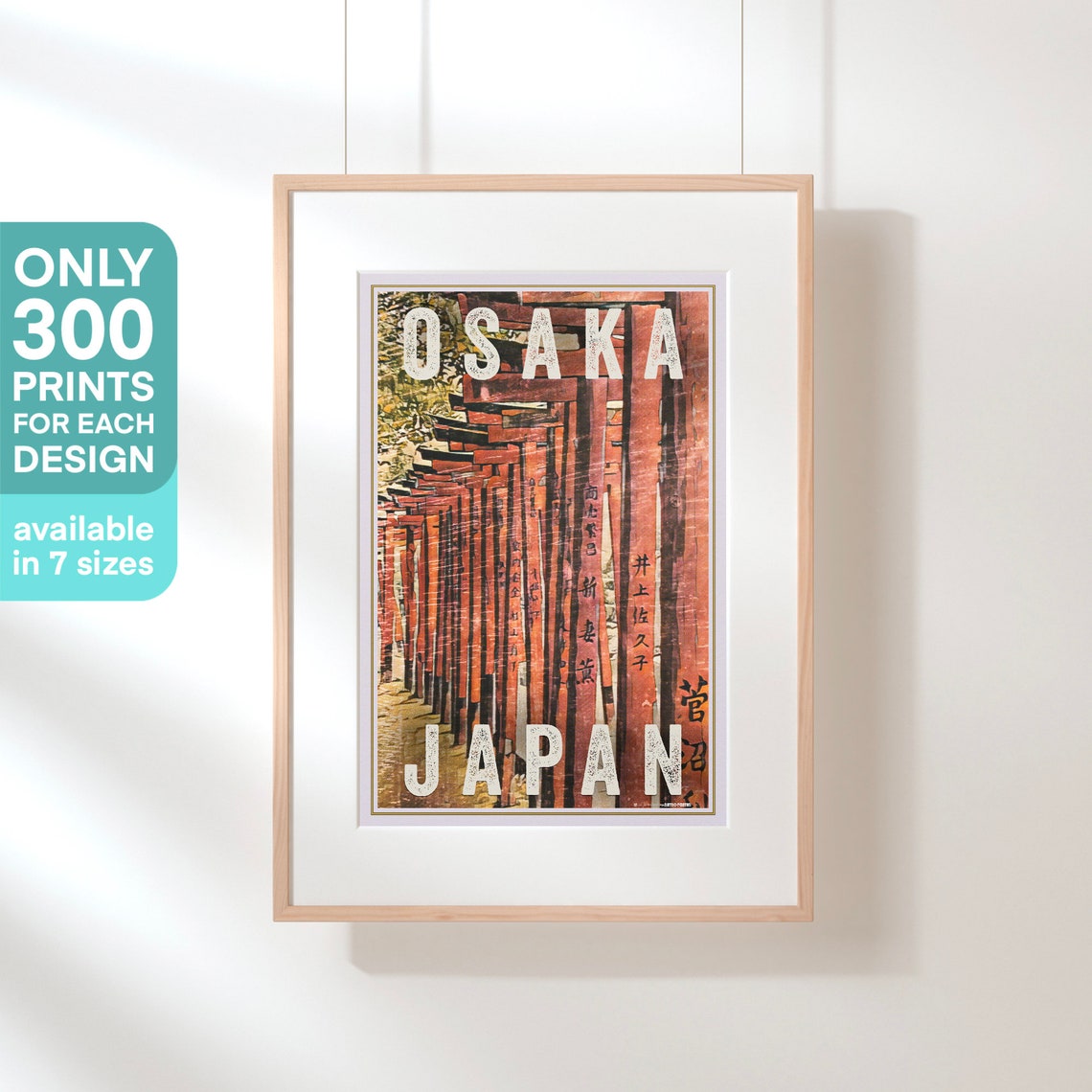 Osaka Vermilion Torii Gates Shrine Corridor Japan Travel Poster - Image 3