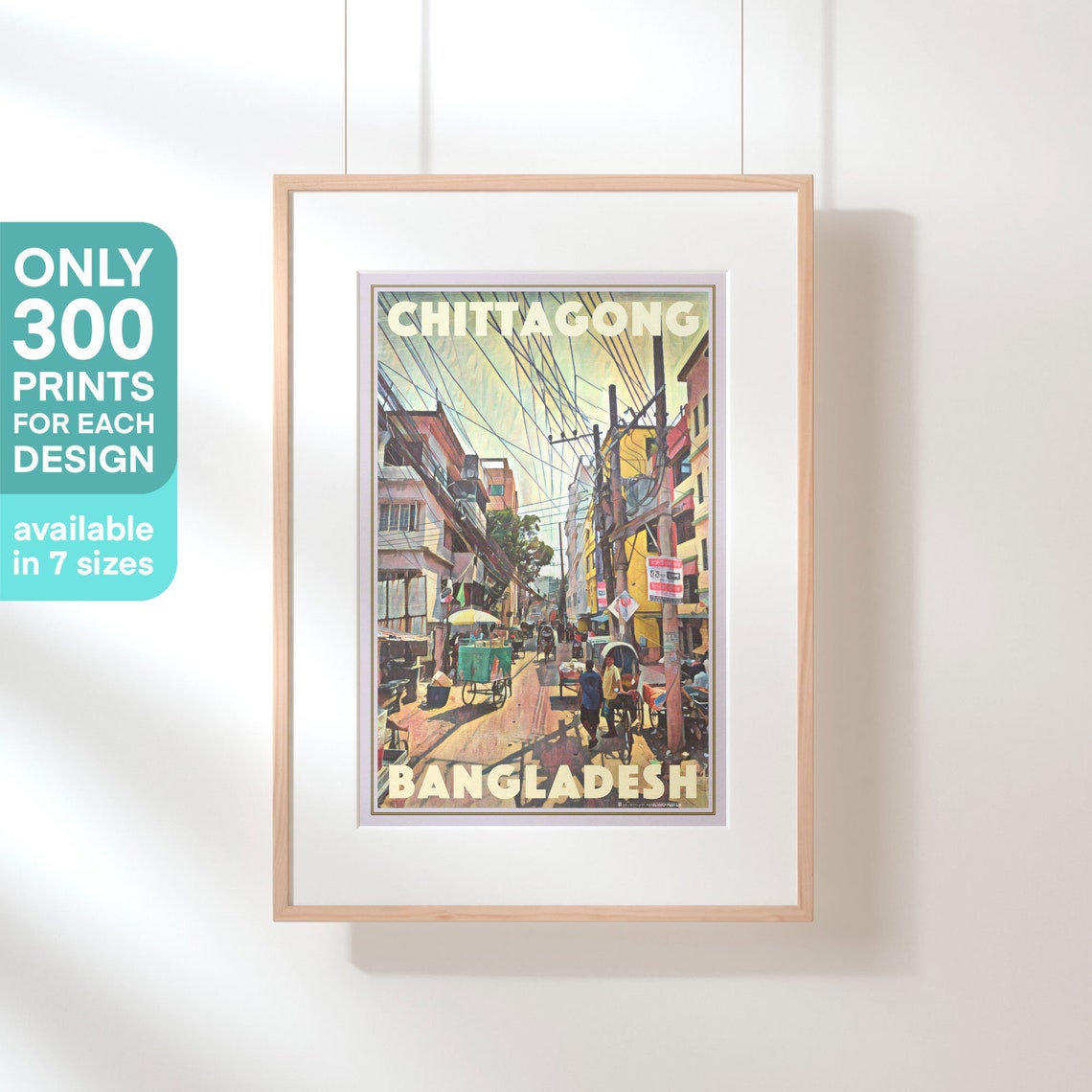 Chittagong Bangladesh Vintage Travel Poster With Rickshaw Street Scene - Image 3