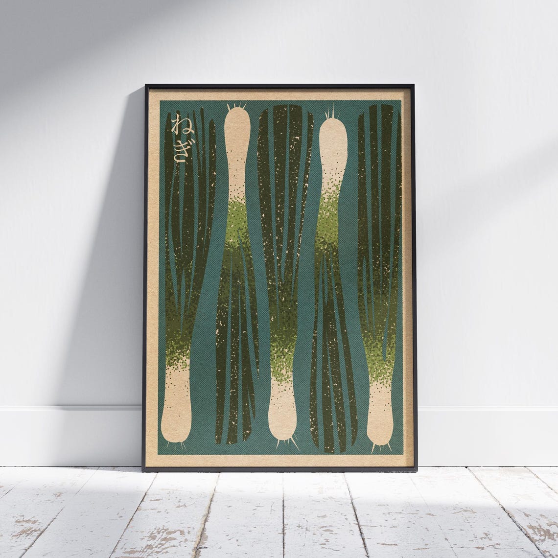 Japanese Green Leeks Vintage Kitchen Vegetable Food Art Poster