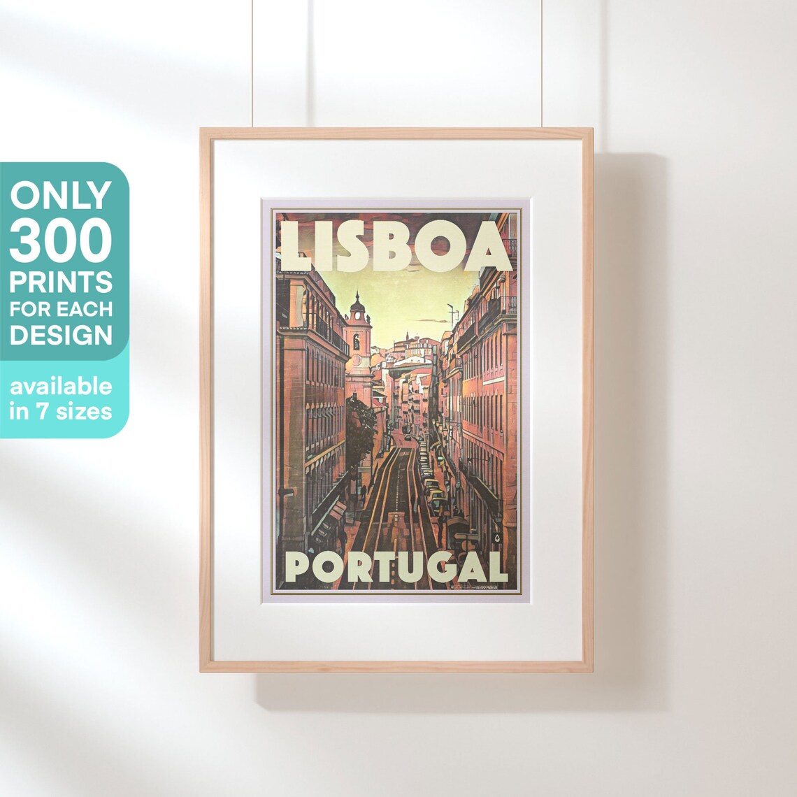 Lisboa Portugal Vintage Travel Poster With Historic Tram Street View - Image 3