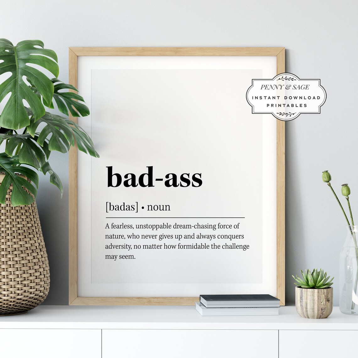 Badass Definition Quote Decor, Funny Office Art Print