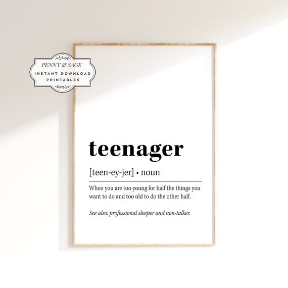 Funny Teenager Wall Art Definition Wall Art Teen Room Decor Wall Art Gift For Teenager