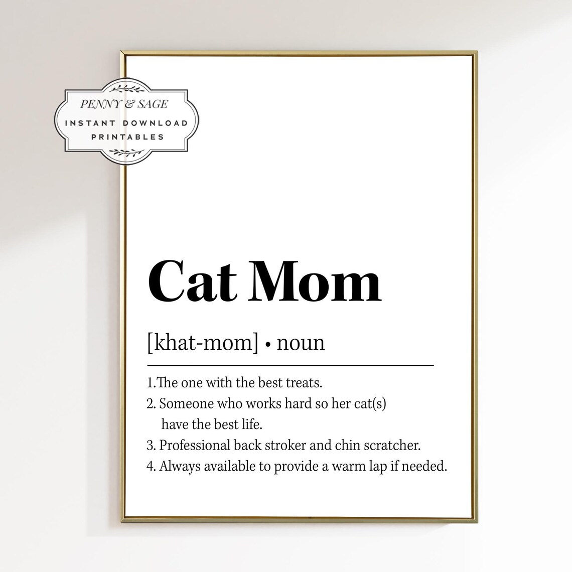 Cat Mom Definition Poster Funny Feline Dictionary Quote Typography - Image 2