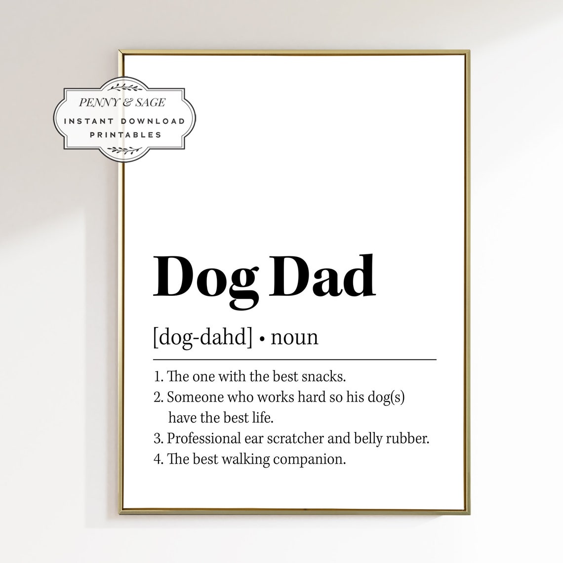 Dog Dad Definition Poster Funny Pup Dictionary Quote Typography - Image 2