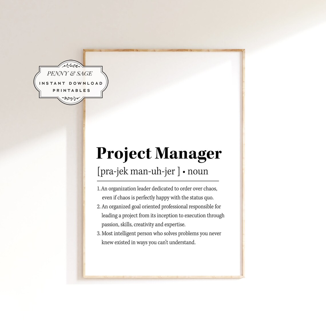 Project Manager Definition Office Humor Poster Print - Image 2