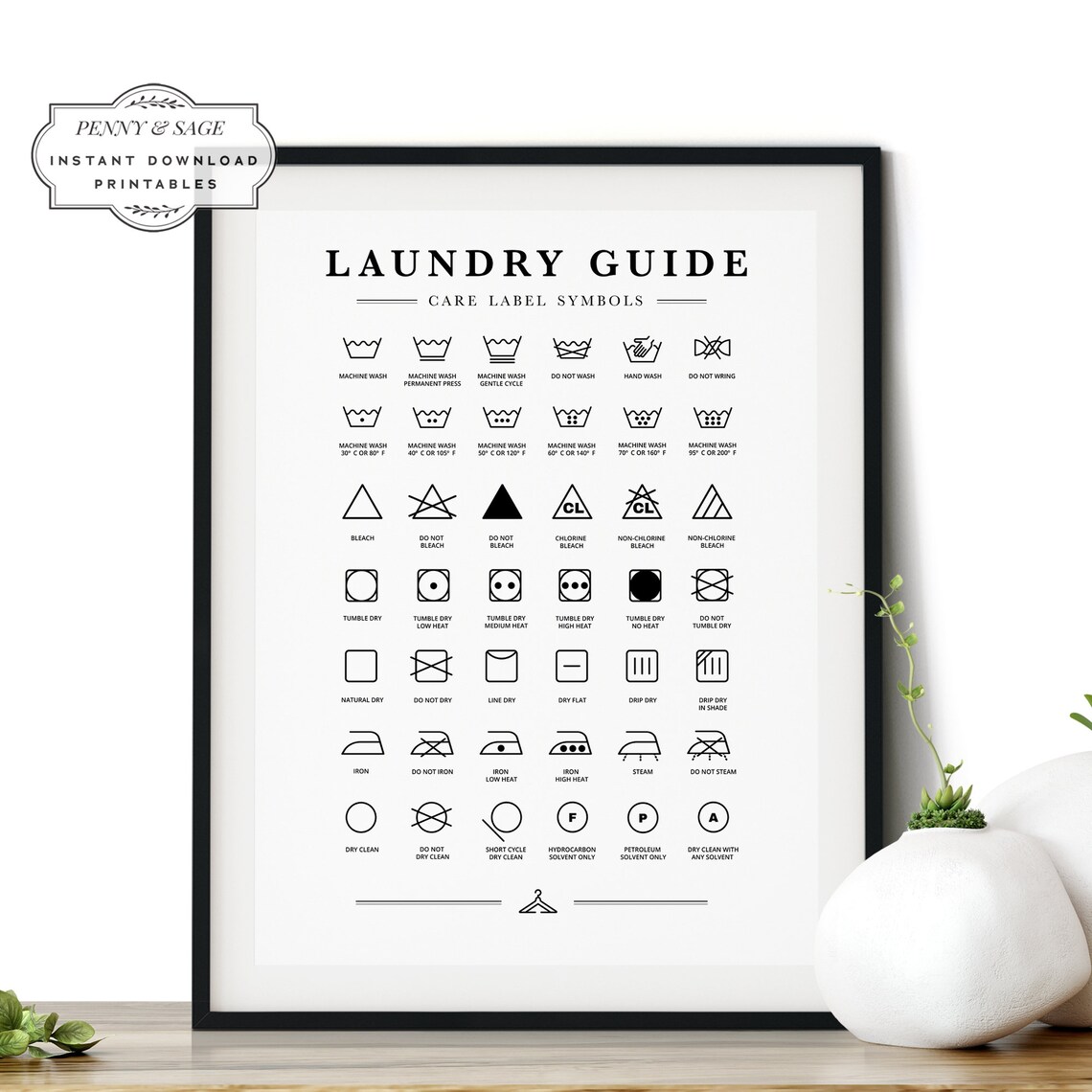 Laundry Room Symbols Guide, Laundry Room Wall Art - Image 2