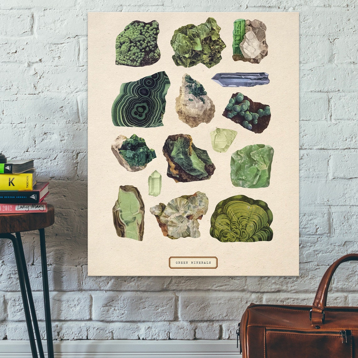 Green Minerals Vintage Gemstone Chart Malachite Crystal Art Poster - Image 2