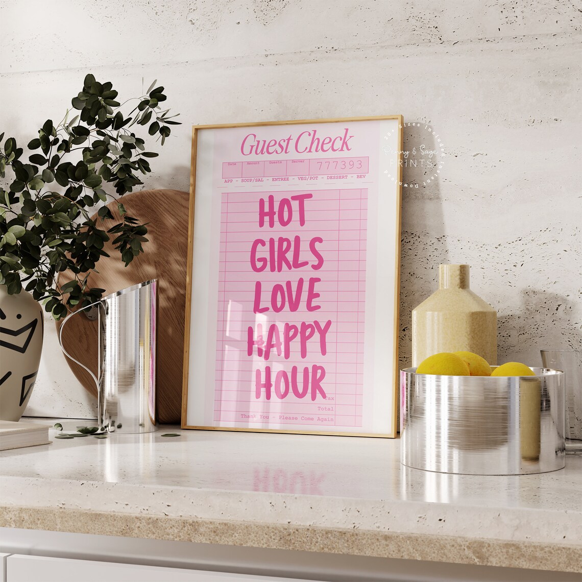 Guest Check Hot Girls Love Happy Hour Print
