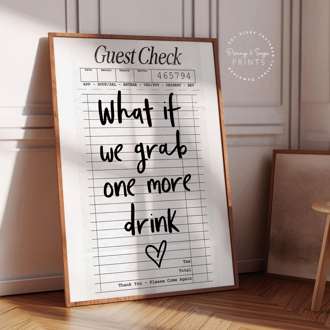 What If We Grab One More Drink Cream Guest Check Bar Quote Poster - Image 2