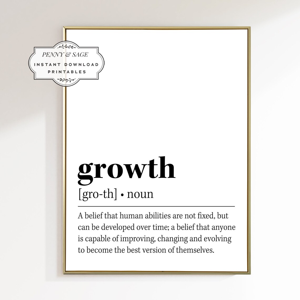 Growth Definition Inspirational Quote Poster Mindset Decor Gift For Wall