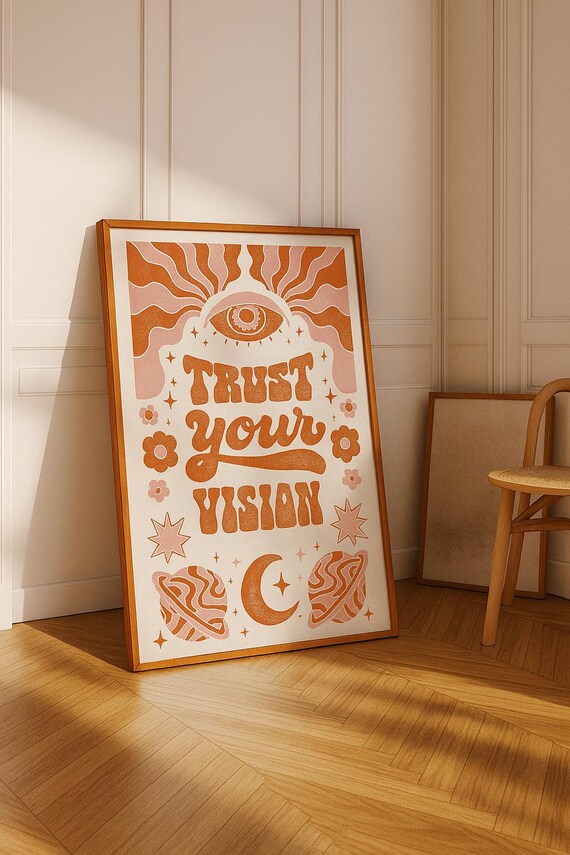 Retro Psychedelic Eye Poster Groovy 70s Style Motivational Print