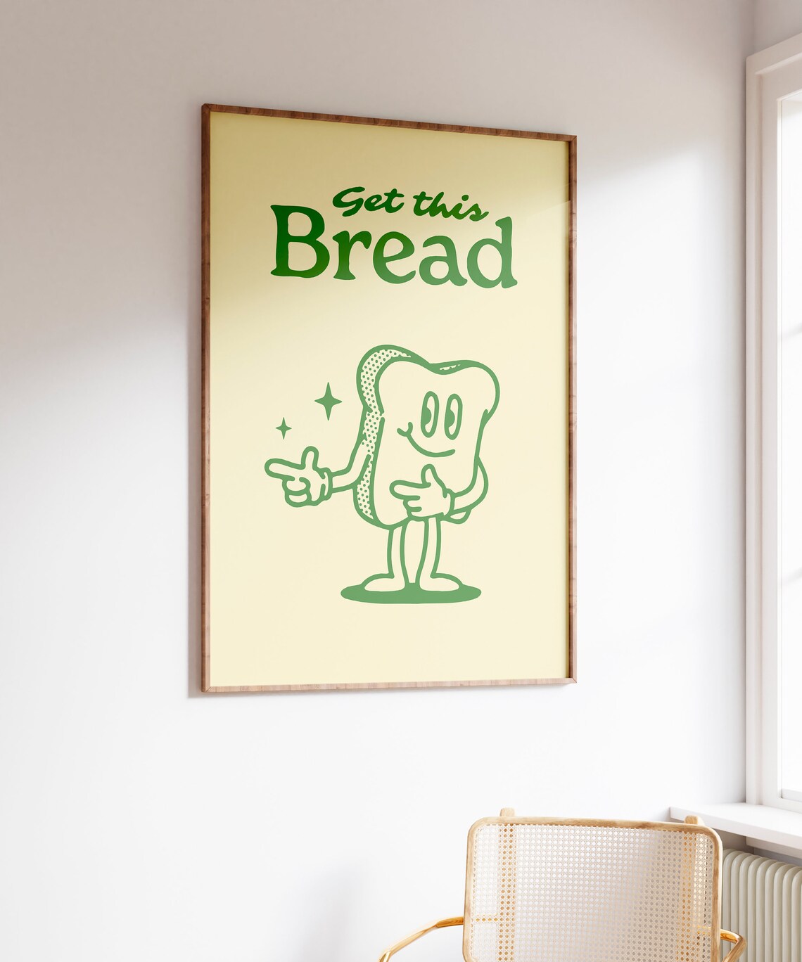 Get This Bread Green Retro Toast Mascot Motivational Quote Poster - Image 7