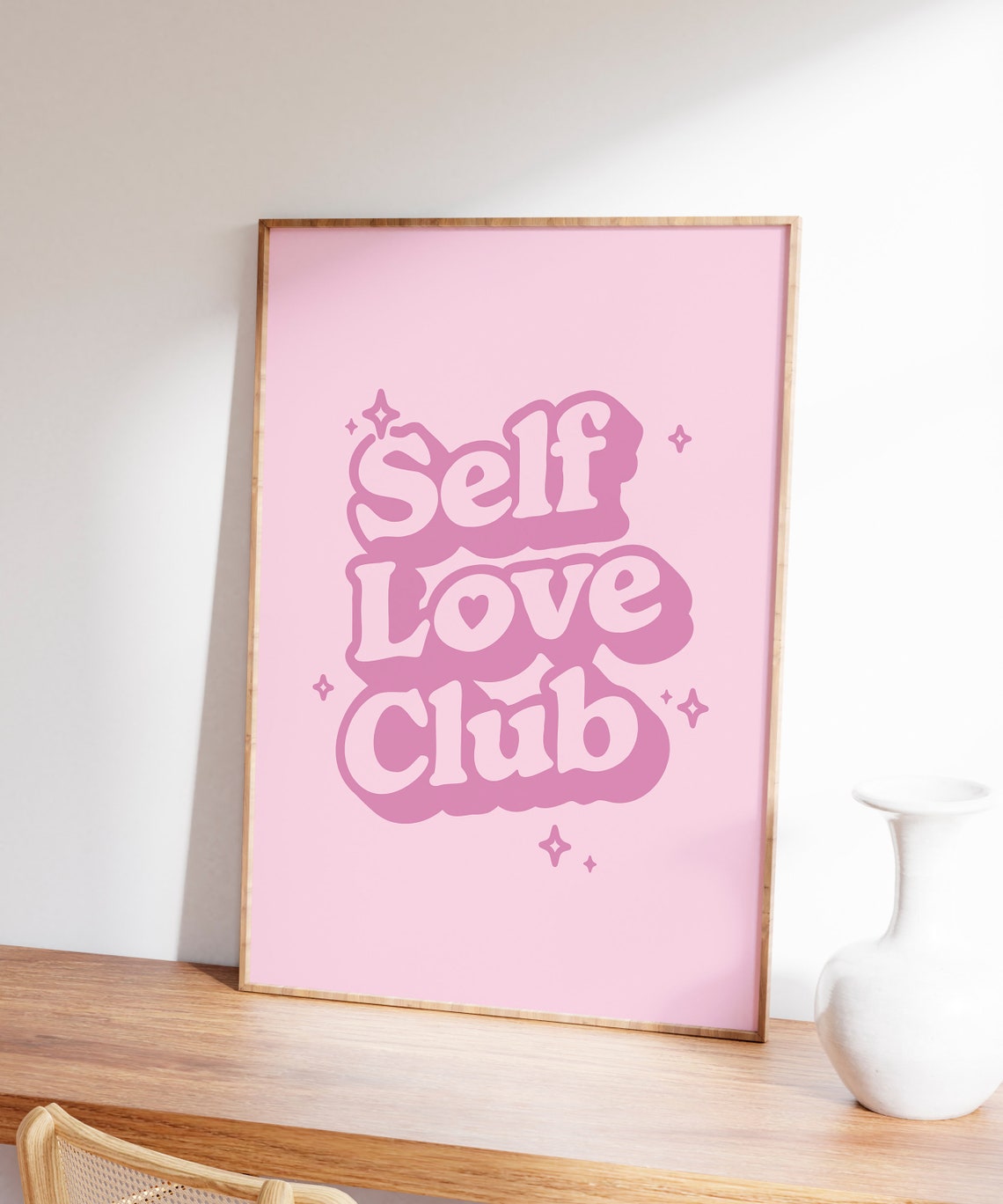 Self Love Club Pink Retro Y2K Groovy Typography Quote Poster - Image 7