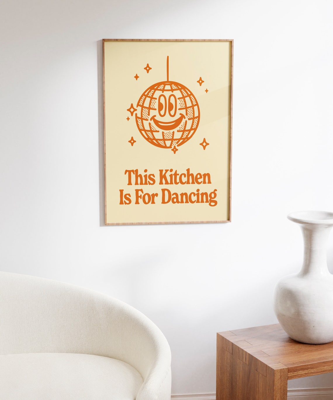 This Kitchen Is For Dancing Retro Orange Disco Ball Kitchen Poster - Image 6