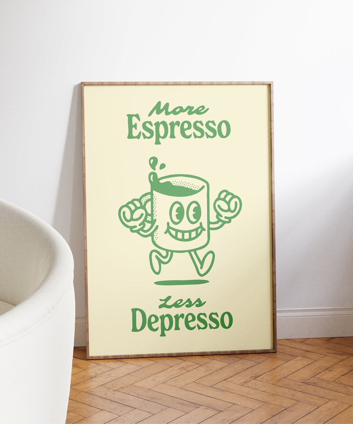 More Espresso Less Depresso Retro Coffee Quote Art - Image 3